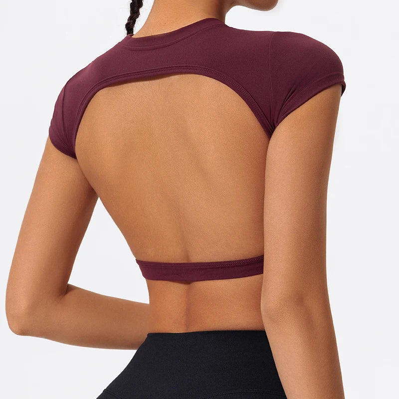 Quick-Dry Backless Yoga Crop Top