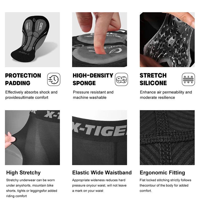 Cycling Shorts Mesh Underwear Gel Pad
