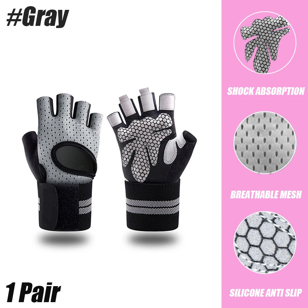 Weightlifting gloves with wrist support for gym, training, and crossfit
