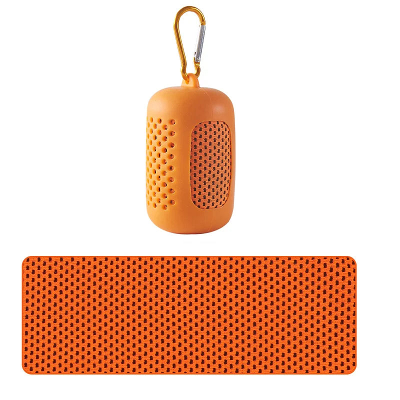 Portable silicone-wrapped cooling towel for sports, fitness, and beach use