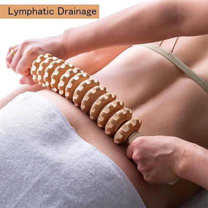 Wooden Massage Roller Stick Lymphatic Drainage & Anti-Cellulite Tool
