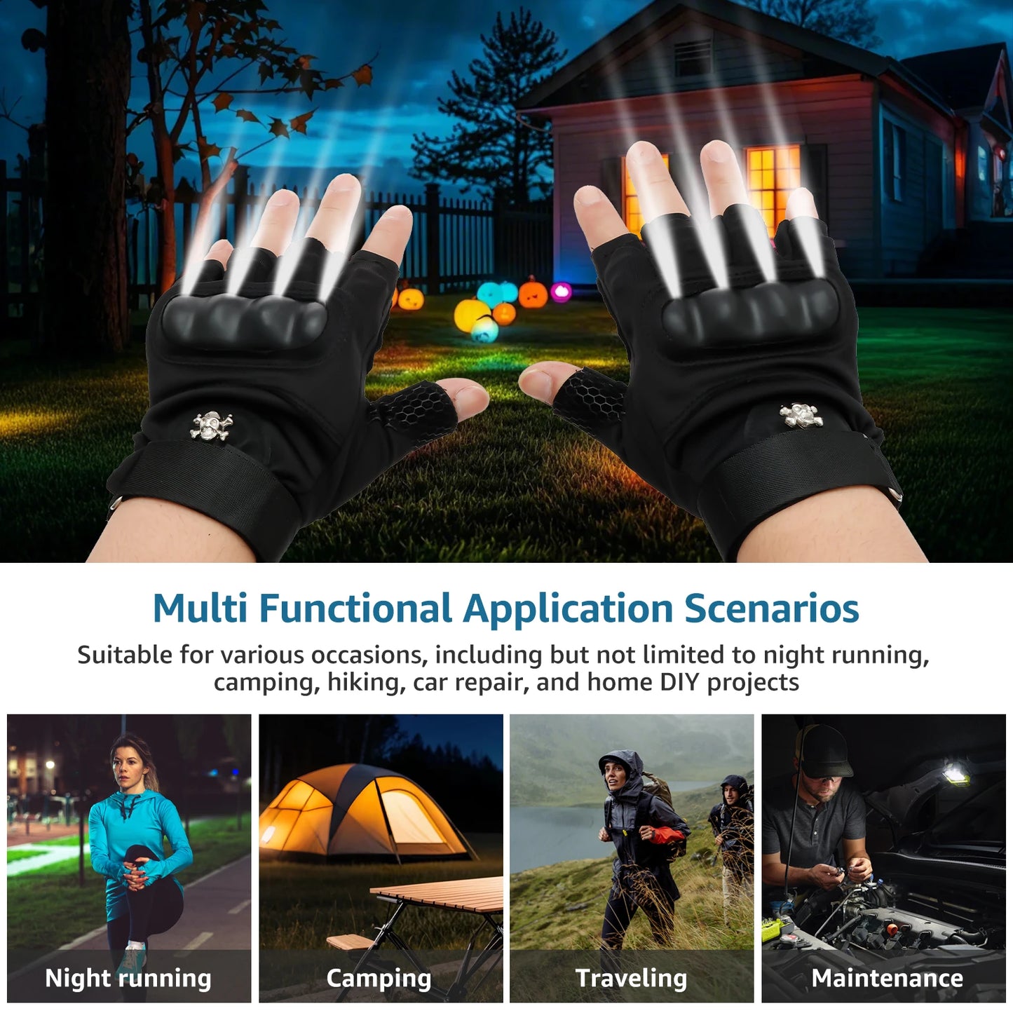 LED Hands-Free Flashlight Gloves
