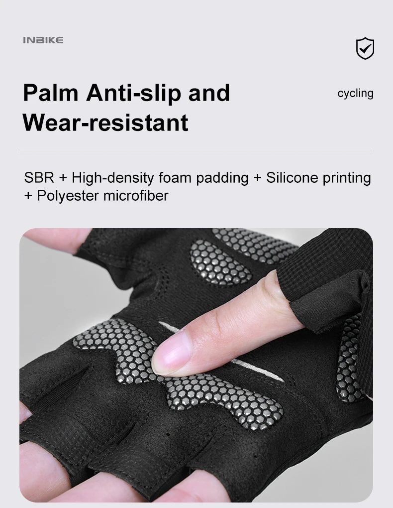 INBIKE half-finger cycling gloves with shock absorption and breathable design