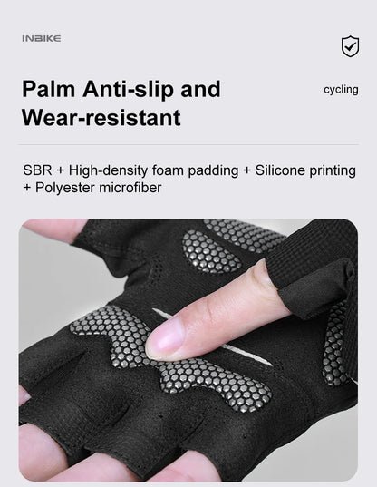 INBIKE half-finger cycling gloves with shock absorption and breathable design