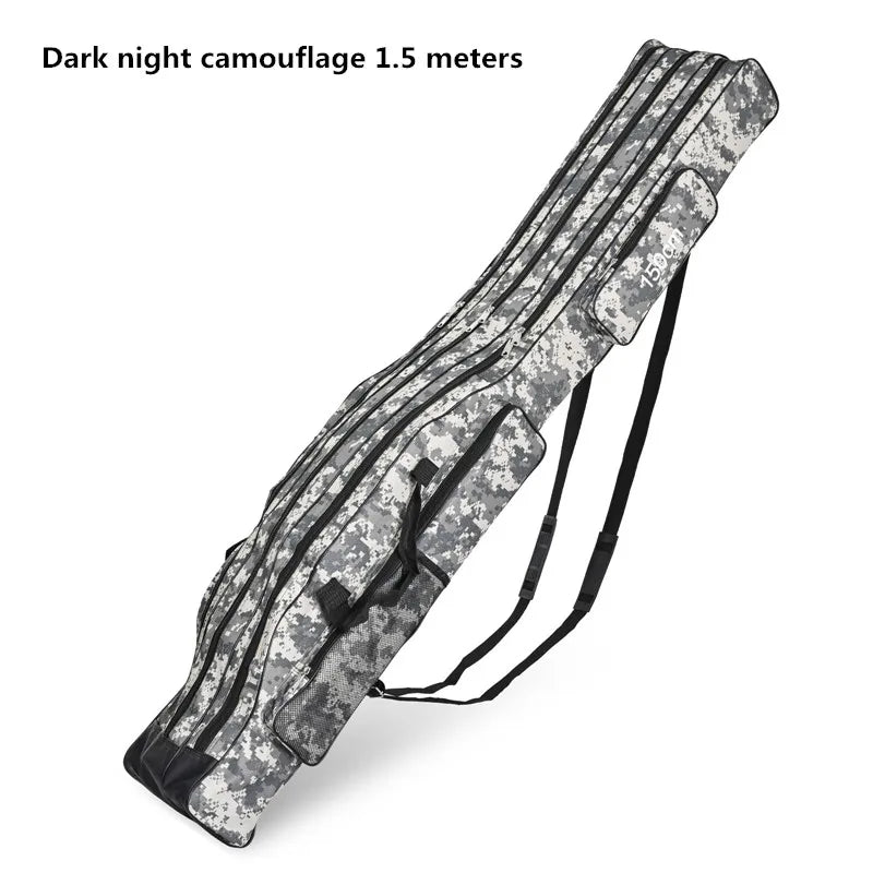 Foldable Three-Layer Fishing Rod Bag