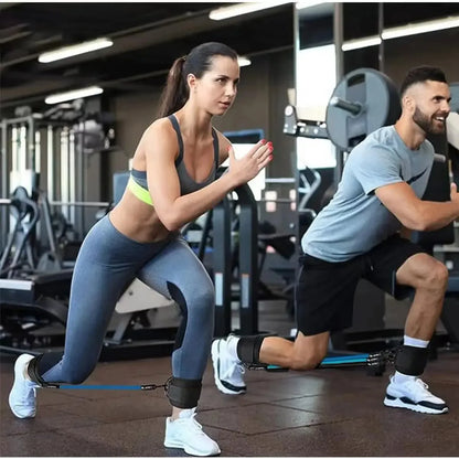 TPE resistance bands with ankle straps for leg strength and gym workouts