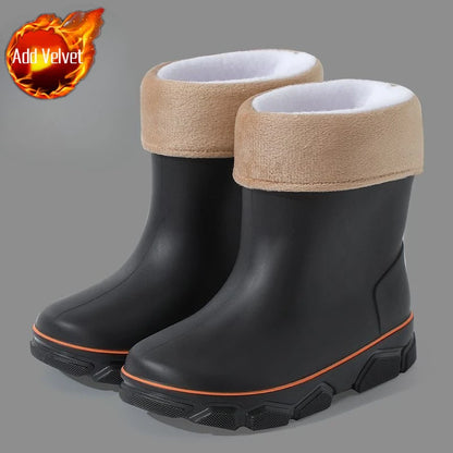 Girls Waterproof Fleece Rain Boots