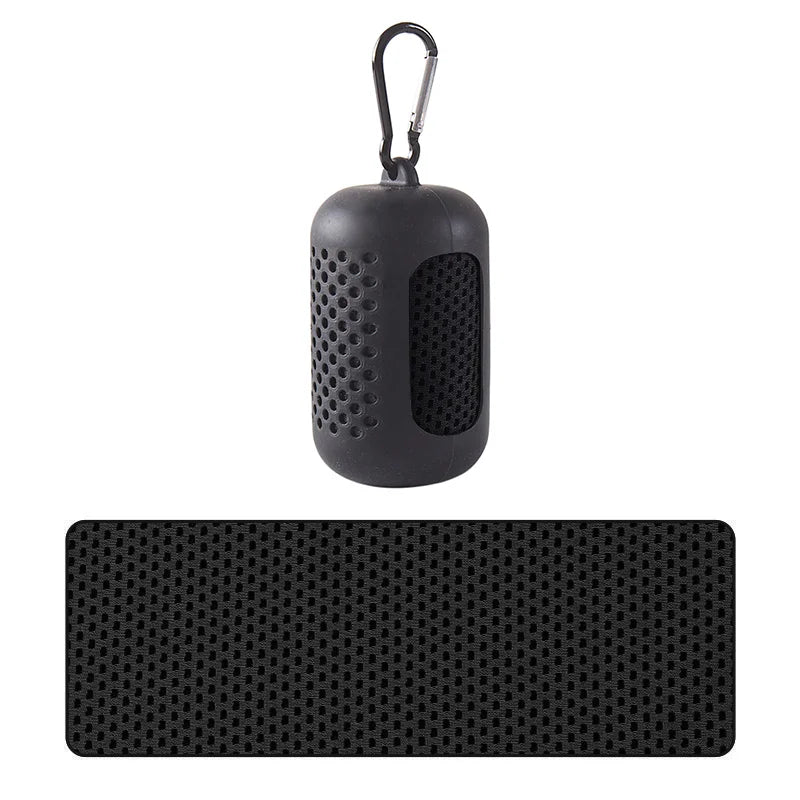 Portable silicone-wrapped cooling towel for sports, fitness, and beach use