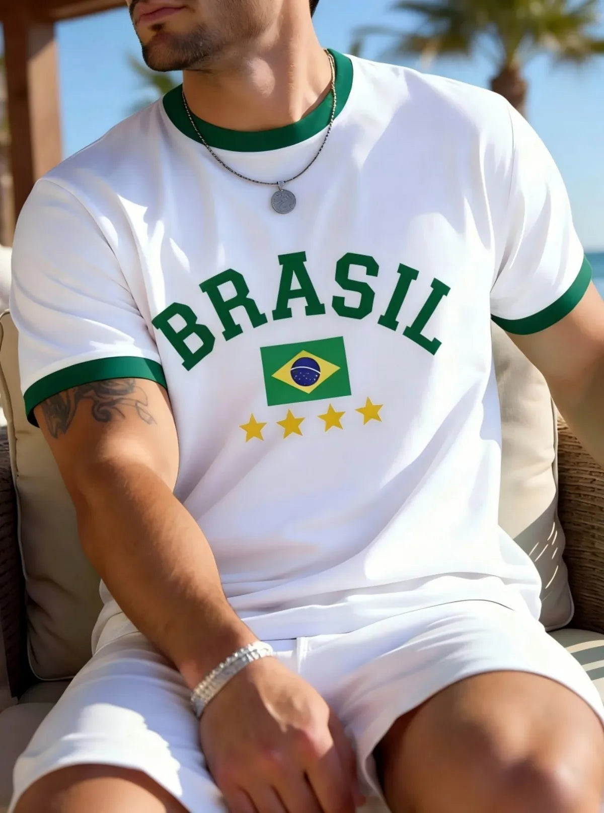 Brazilian Striped Print T-Shirt