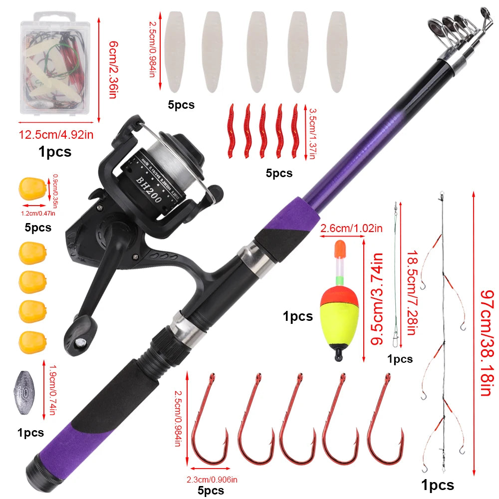 Telescopic Spinning Rod Combo Set