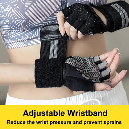 Weightlifting gloves with wrist support for gym, training, and crossfit