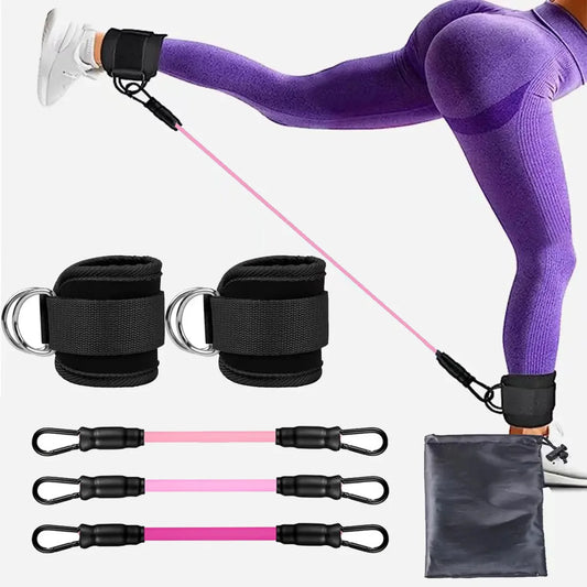 TPE resistance bands with ankle straps for leg strength and gym workouts