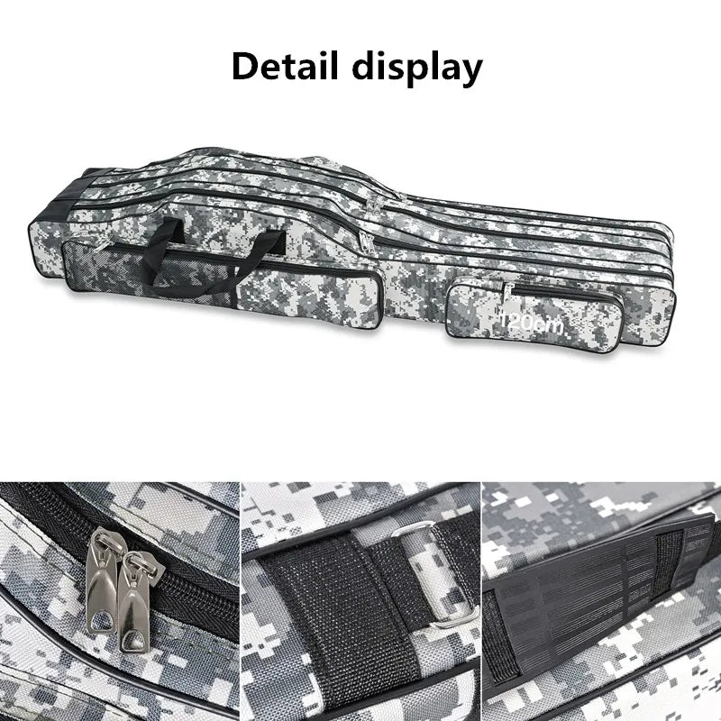 Foldable Three-Layer Fishing Rod Bag