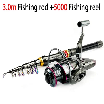 Telescopic Carbon Fishing Rod Combo