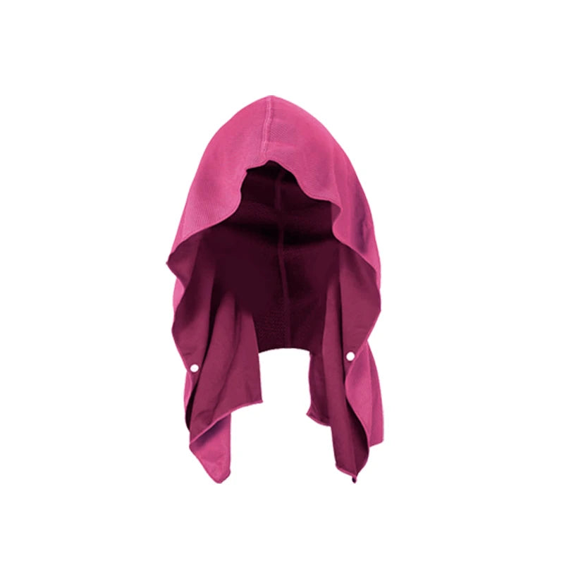 Cooling hooded towel with instant evaporative technology for sports and fitness