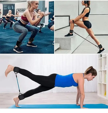 TPE resistance bands with ankle straps for leg strength and gym workouts