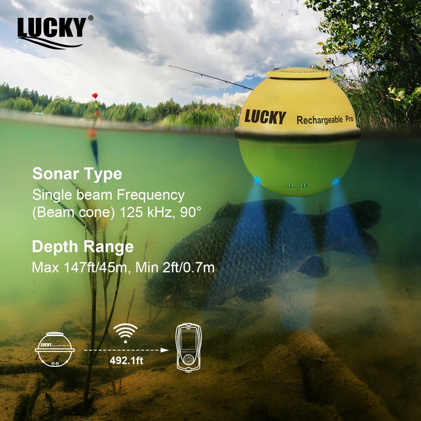 Wireless Rechargeable Portable Fish Finder
