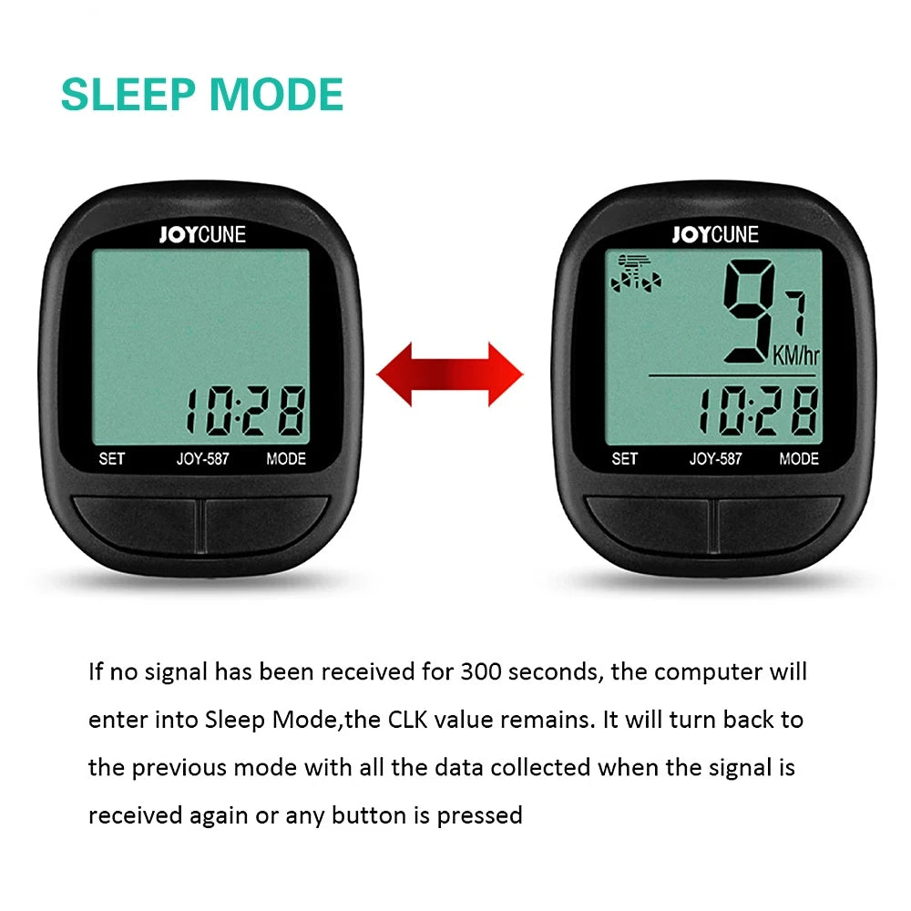 Waterproof wired bike computer with speedometer, odometer, and LED display