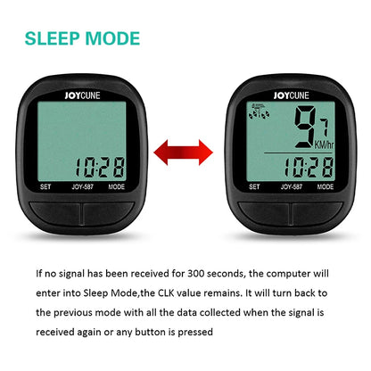 Waterproof wired bike computer with speedometer, odometer, and LED display