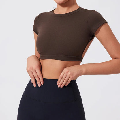Quick-Dry Backless Yoga Crop Top