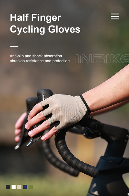 INBIKE half-finger cycling gloves with shock absorption and breathable design