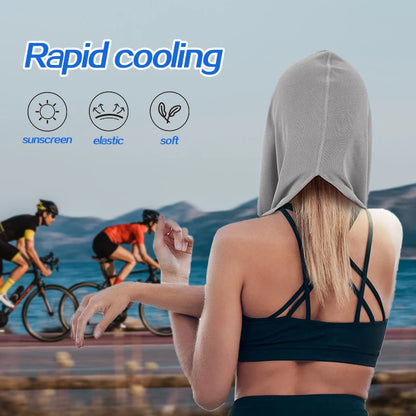 Cooling hooded towel with instant evaporative technology for sports and fitness