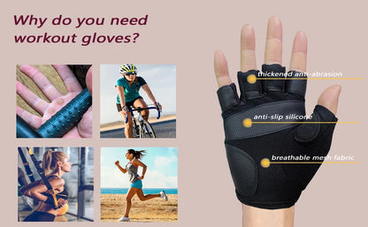 Breathable fingerless training gloves for cycling, gym, and weightlifting