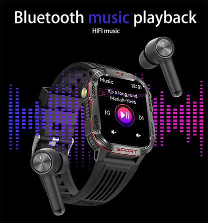 Military-style GPS smartwatch with flashlight, compass, and Bluetooth call – waterproof and outdoor-ready