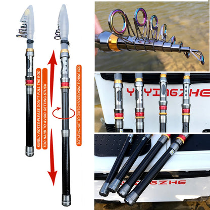 Telescopic Carbon Fishing Rod Combo