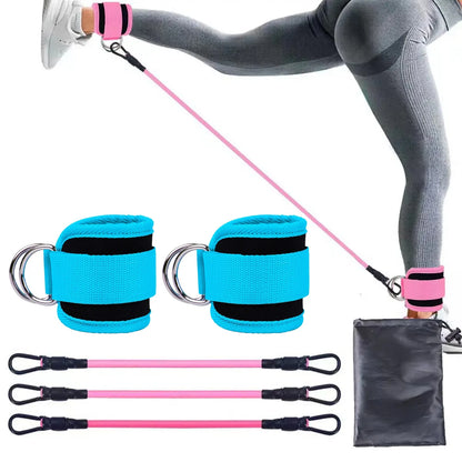 TPE resistance bands with ankle straps for leg strength and gym workouts
