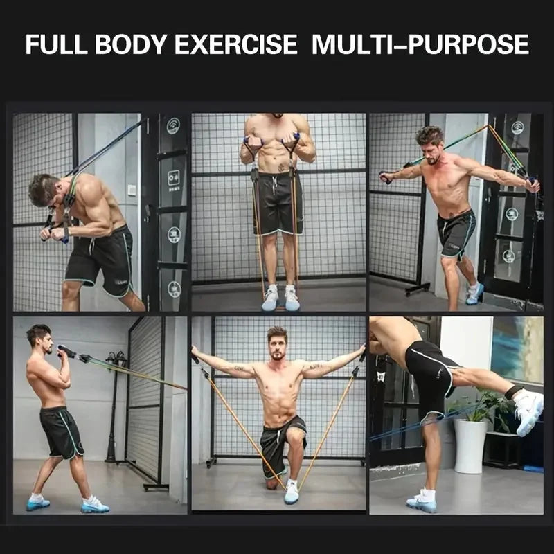 11pcs TPE Resistance Bands Set, Resistance Bands With Door Anchor, Handles, Carry Bag, Legs Ankle Straps, Exercise Bands