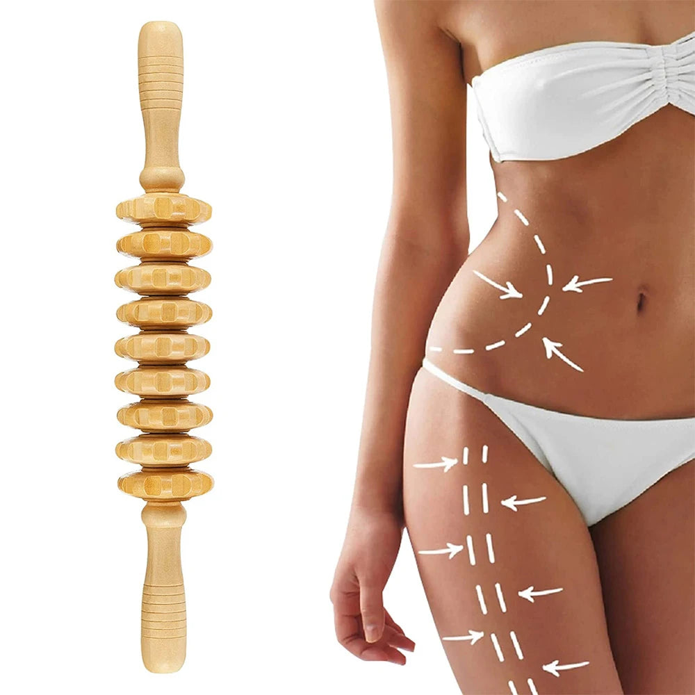 Wooden Massage Roller Stick Lymphatic Drainage & Anti-Cellulite Tool