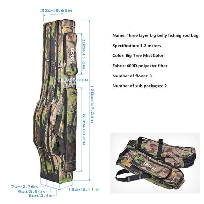 Foldable Three-Layer Fishing Rod Bag