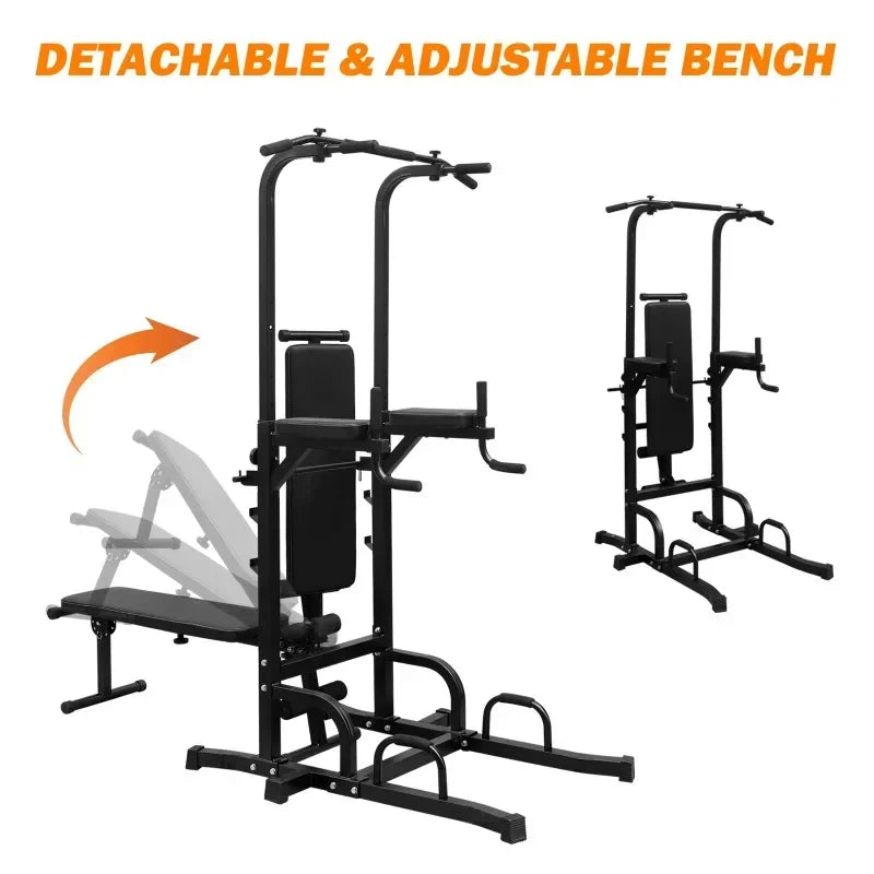 Power Tower Dip Station with Bench & Pull-Up Bar