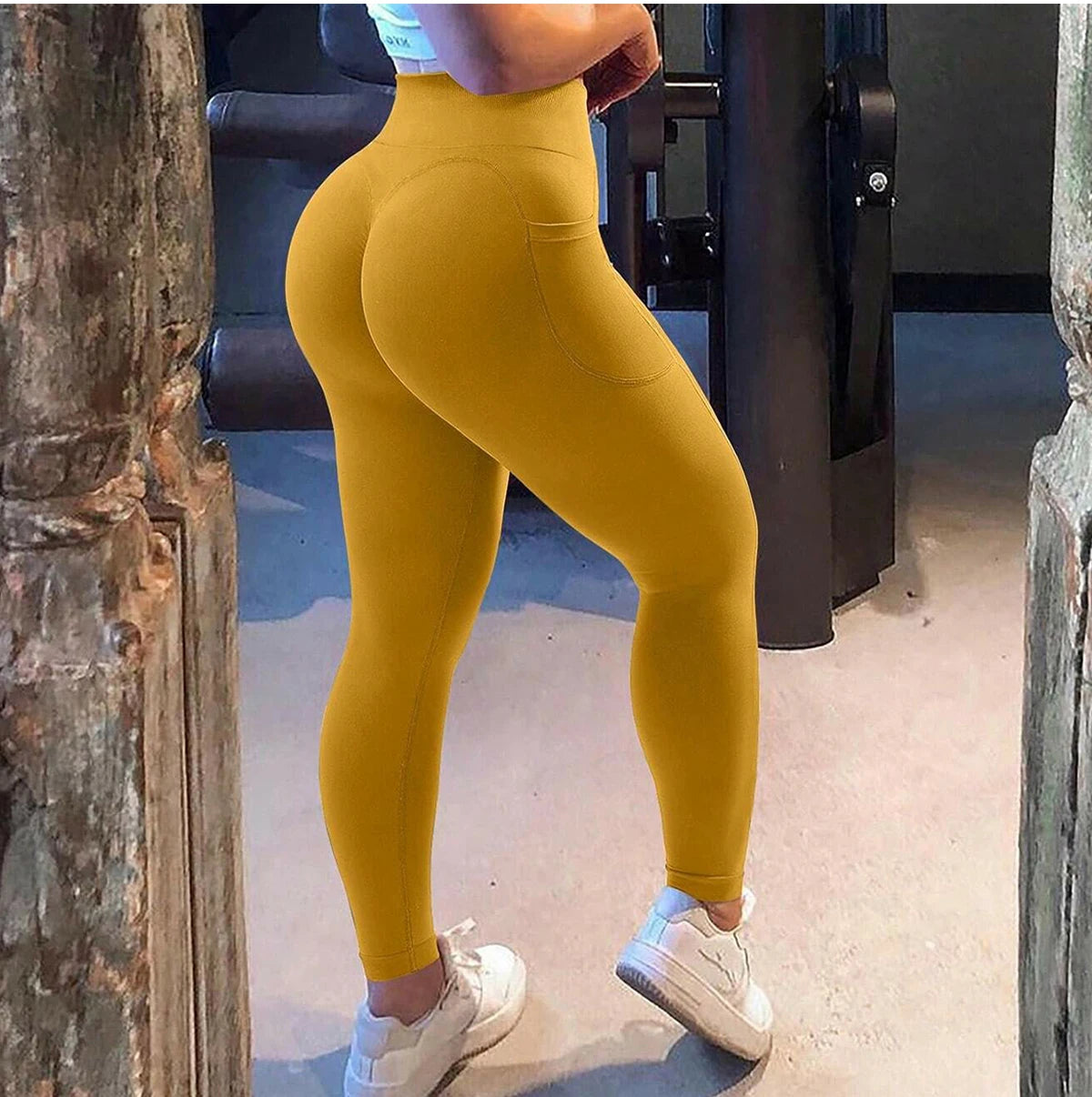 High-Waisted Seamless Yoga Pants –  Gym Leggings with Pockets