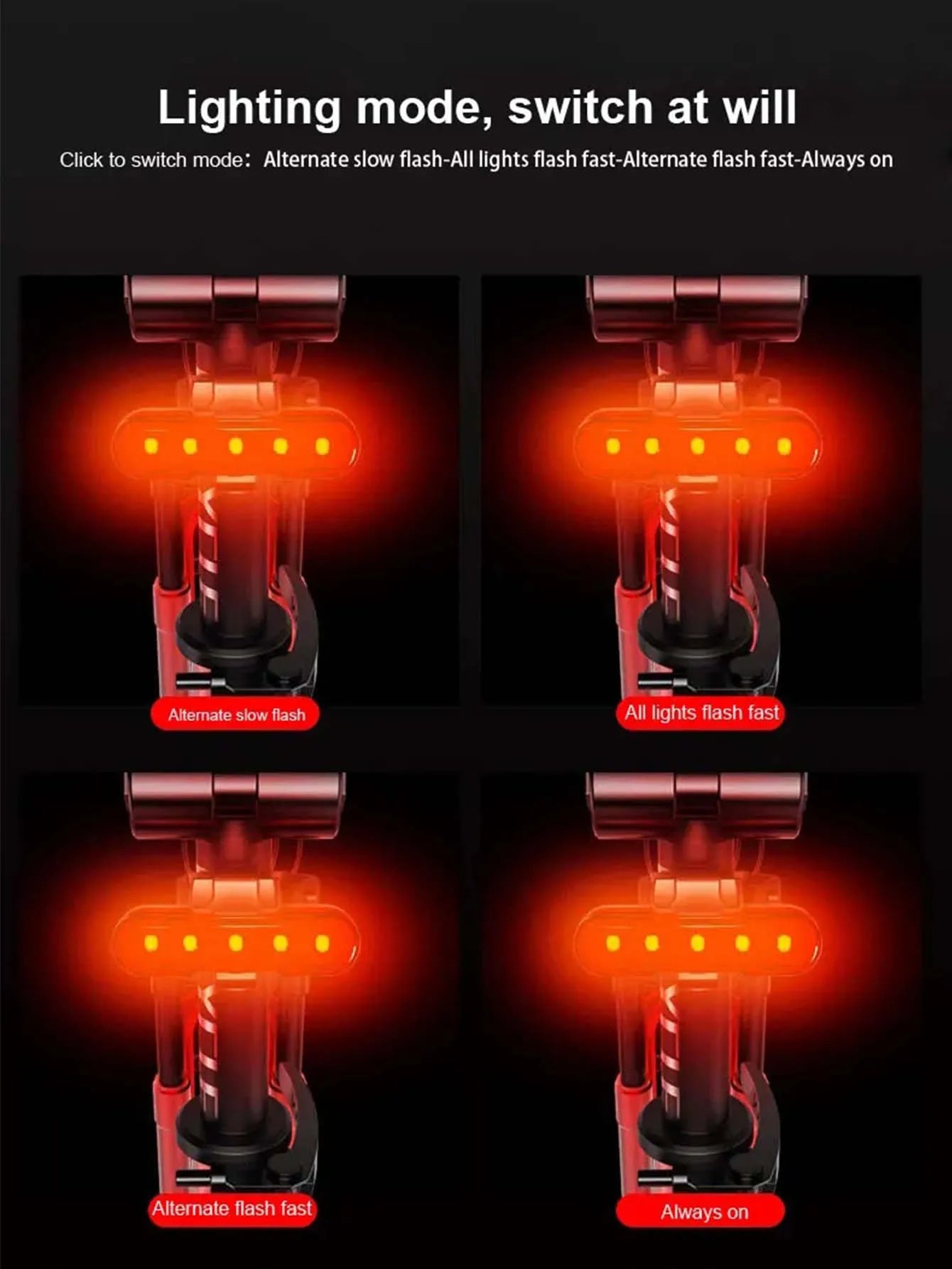 USB rechargeable waterproof LED bike tail light for safety and visibility
