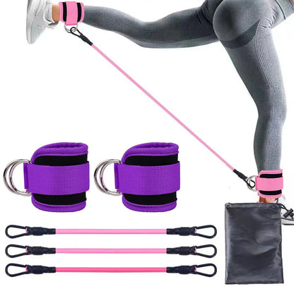 TPE resistance bands with ankle straps for leg strength and gym workouts