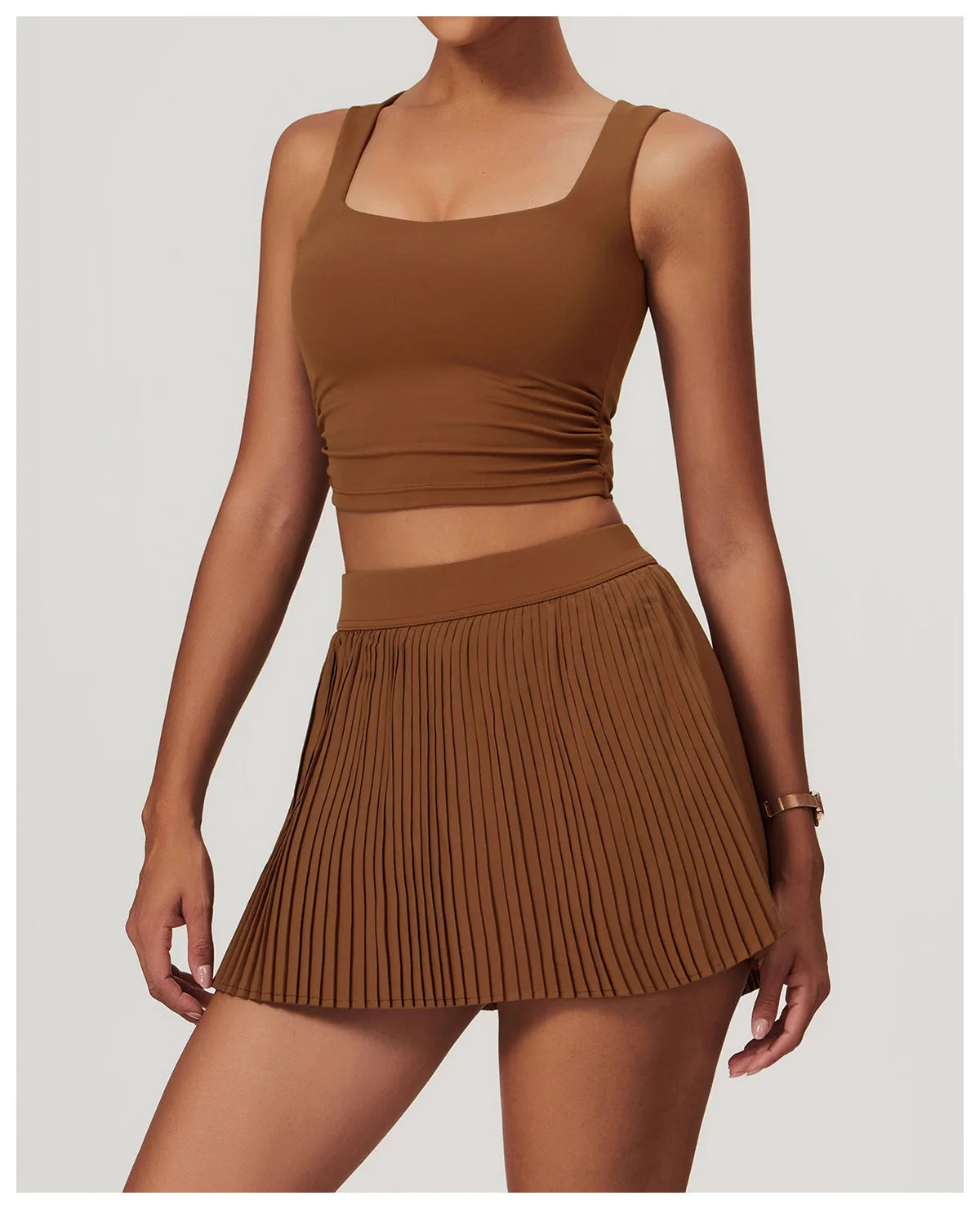 Sporty Tennis Skirt Two-Piece Set