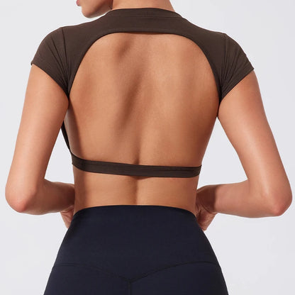 Quick-Dry Backless Yoga Crop Top