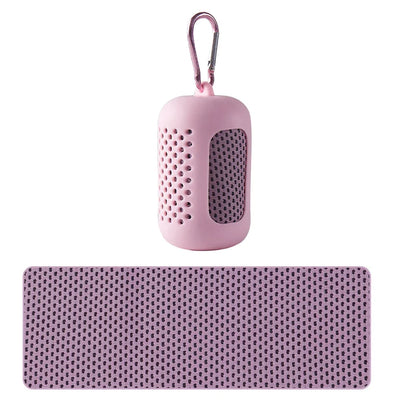 Portable silicone-wrapped cooling towel for sports, fitness, and beach use