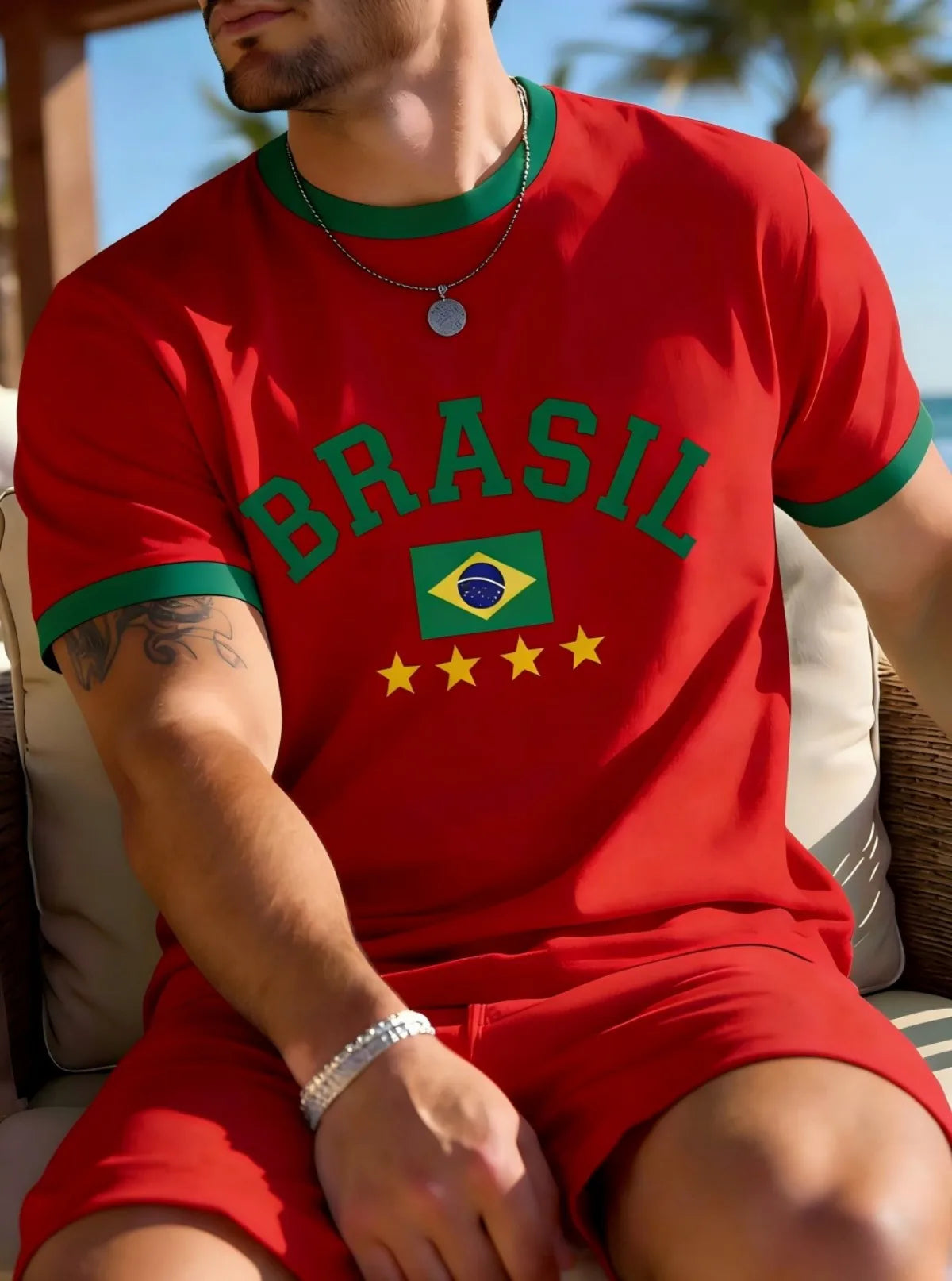 Brazilian Striped Print T-Shirt