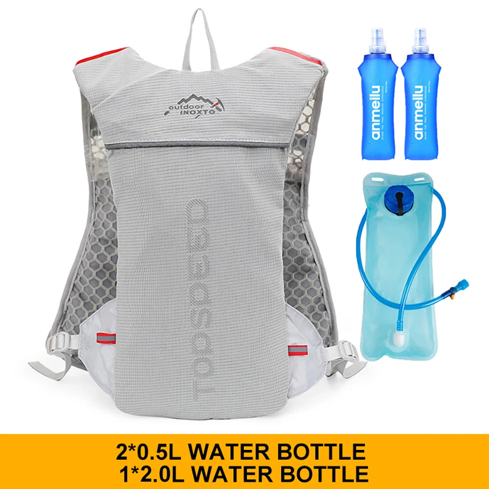 5L ultralight hydration running vest with 500ml bottle for trail and marathon