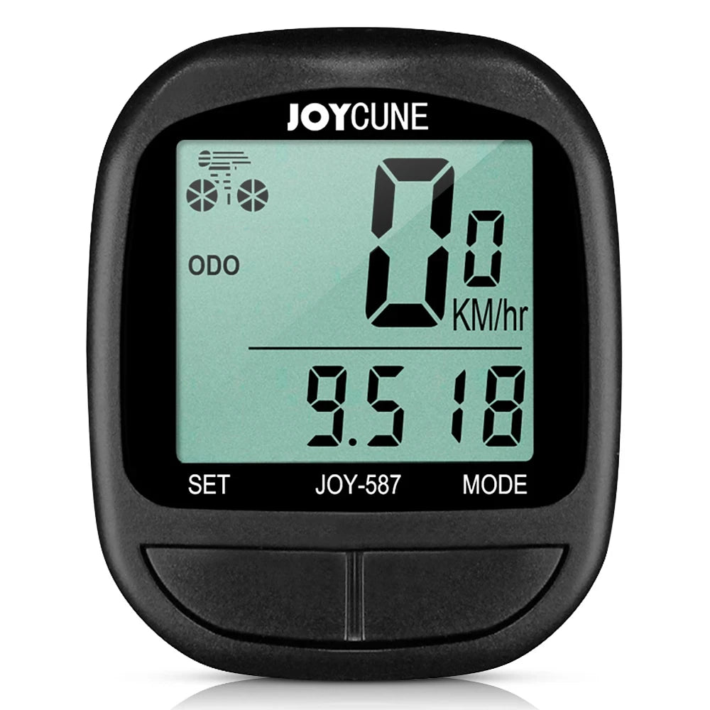 Waterproof wired bike computer with speedometer, odometer, and LED display