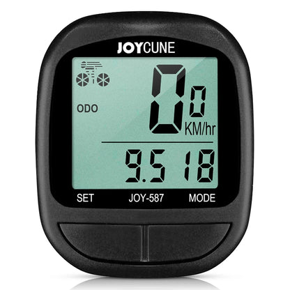 Waterproof wired bike computer with speedometer, odometer, and LED display