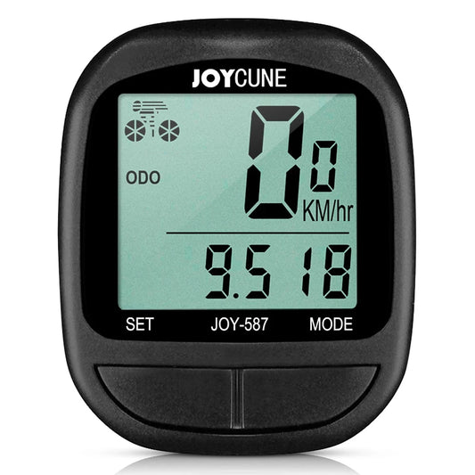 Waterproof wired bike computer with speedometer, odometer, and LED display