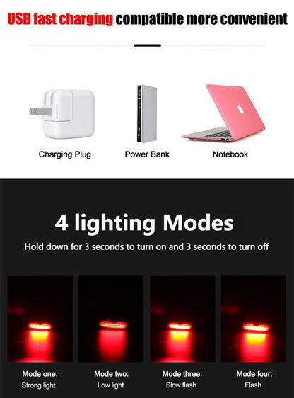 Bicycle Bike Rear Light USB Rechargeable
