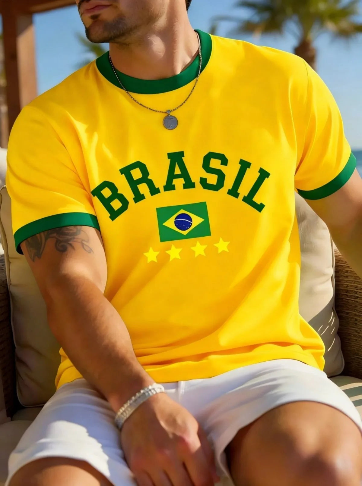 Brazilian Striped Print T-Shirt