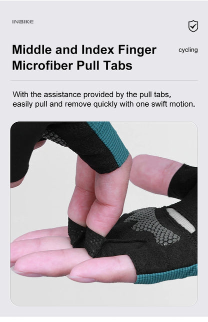 INBIKE half-finger cycling gloves with shock absorption and breathable design