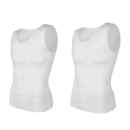 Compression Shirts Men Tummy Control Shapewear Compression Shirt Flat Belly Abdomen Slim Vest Waist Trainer Fitness Workout