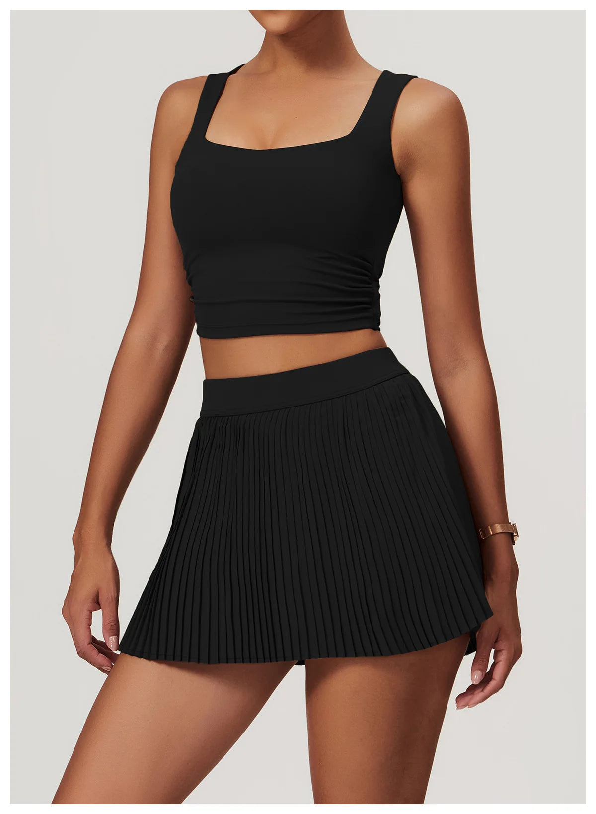 Sporty Tennis Skirt Two-Piece Set